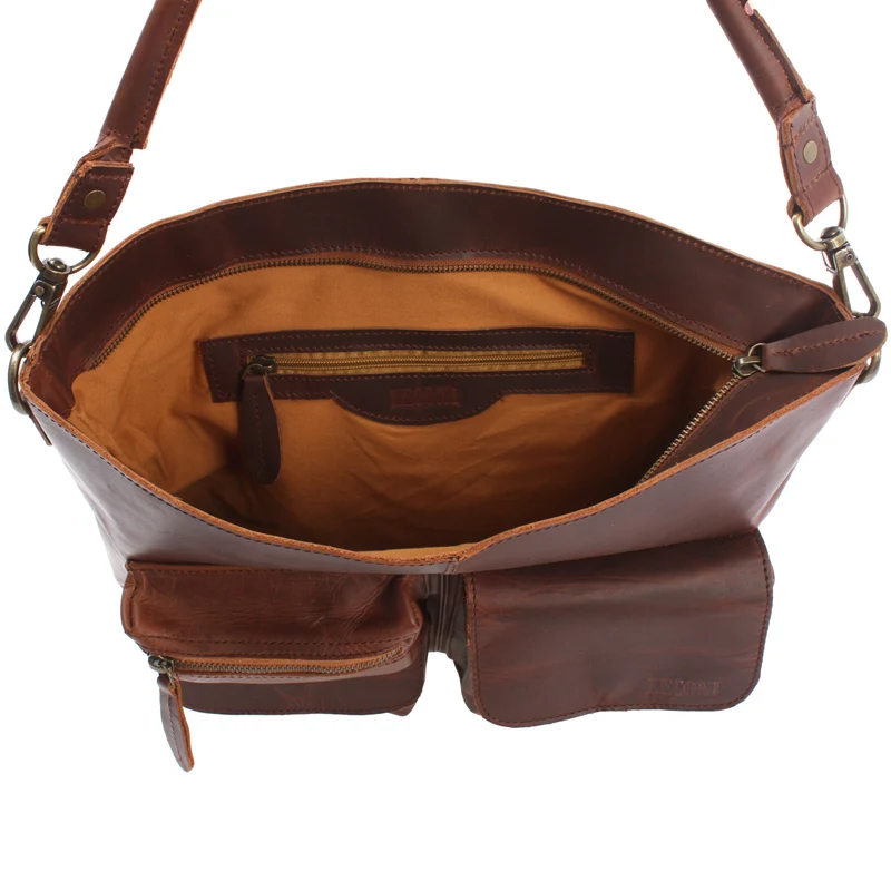 Schultertasche Umhängetasche Ledertasche Leder braun LE0039