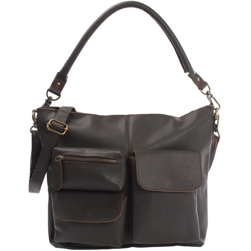 Schultertasche Umhängetasche Ledertasche Leder dunkelbraun LE0039