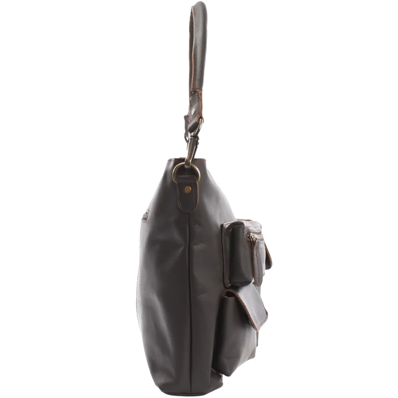 Schultertasche Umhängetasche Ledertasche Leder dunkelbraun LE0039