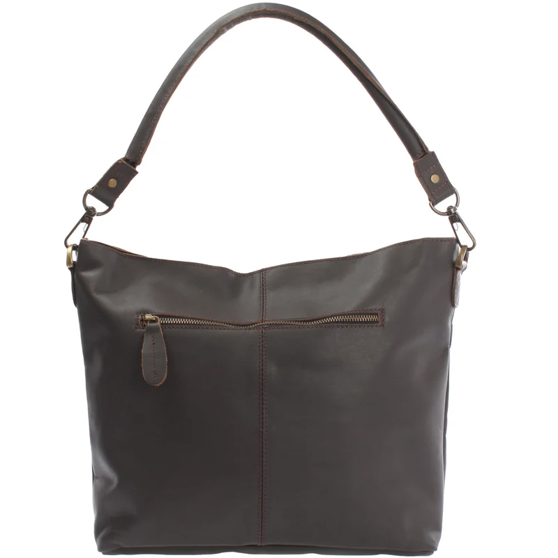 Schultertasche Umhängetasche Ledertasche Leder dunkelbraun LE0039