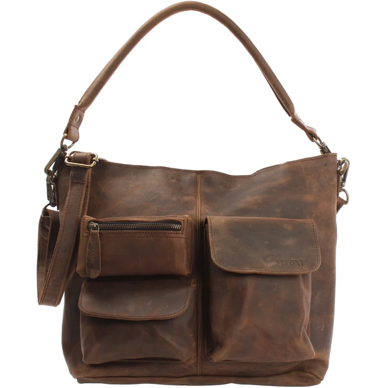 Schultertasche Umhängetasche Ledertasche Leder schlamm LE0039