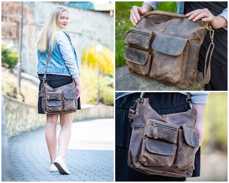 Schultertasche Umhängetasche Ledertasche Leder schlamm LE0039