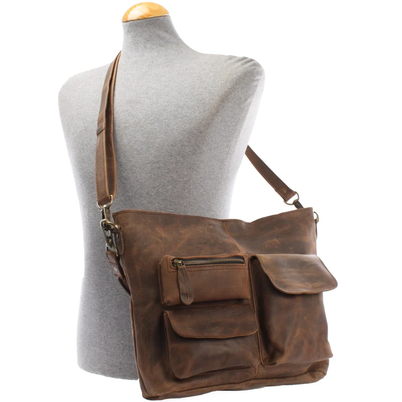 Schultertasche Umhängetasche Ledertasche Leder schlamm LE0039