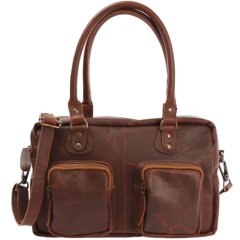 Schultertasche Handtasche Henkeltasche Damen Leder braun LE0046