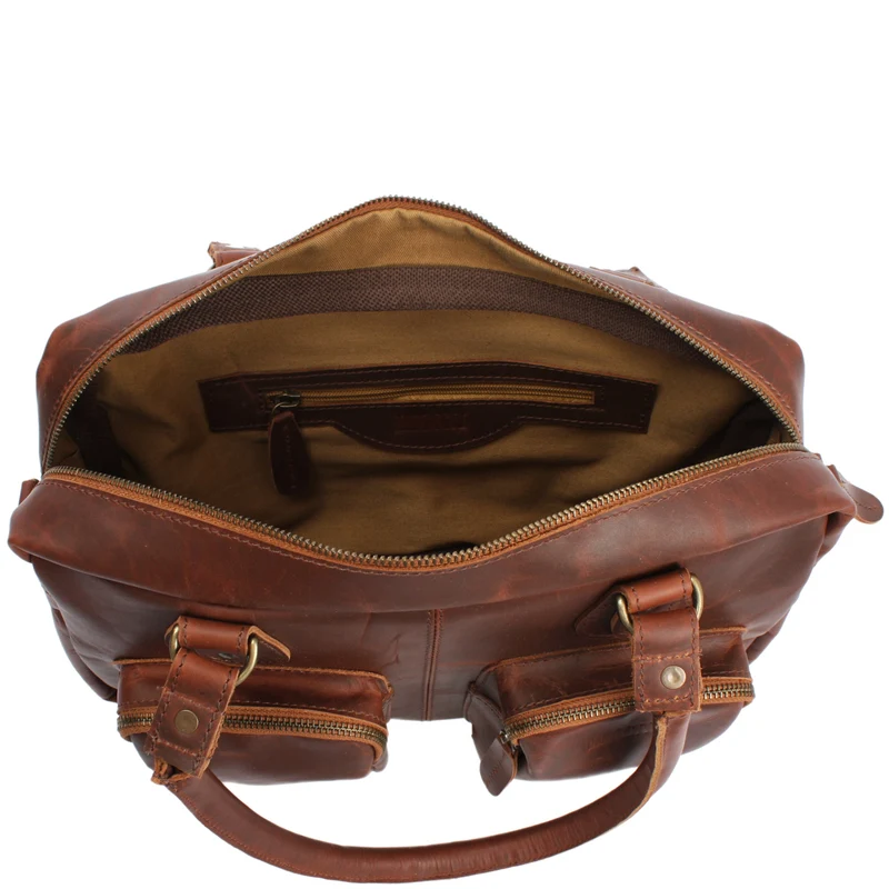 Schultertasche Handtasche Henkeltasche Damen Leder braun LE0046