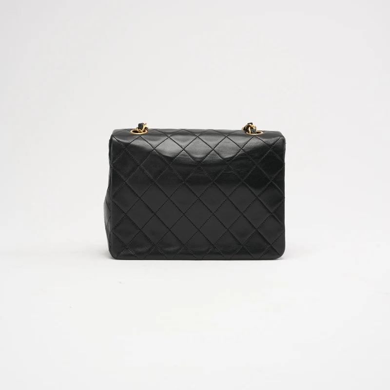Chanel Vintage Schwarze Mini Square Classic Klapptasche 1991