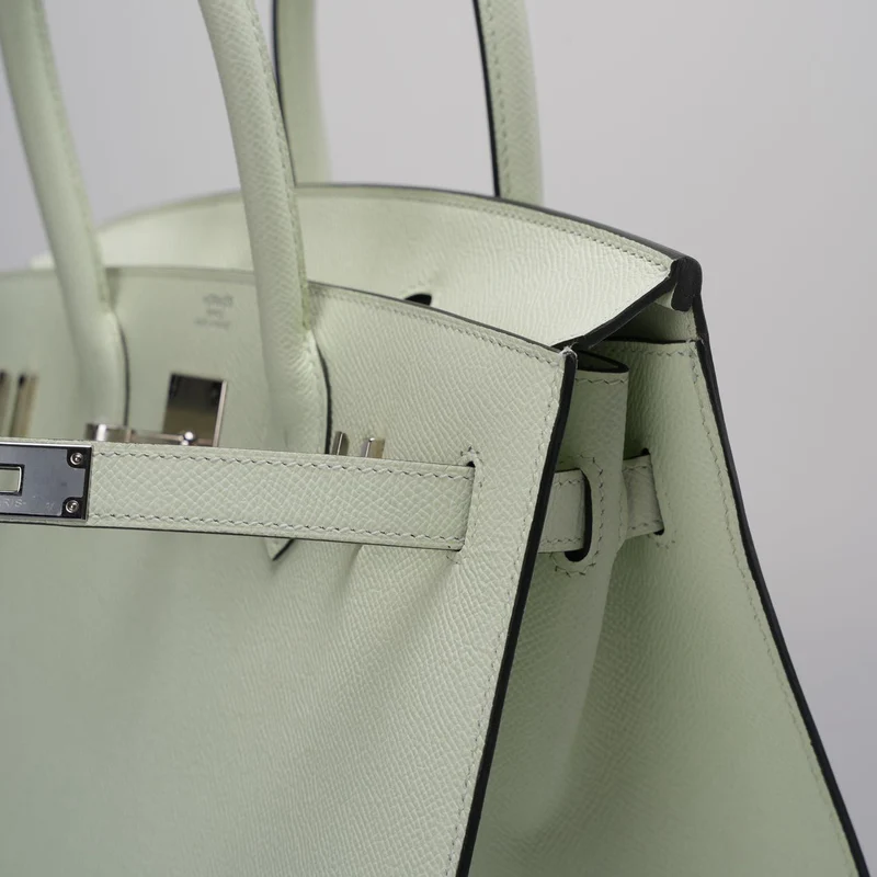 Teil 2: Hermes Birkin Sellier 30 Tasche aus Vert Fizz Epsom-Leder mit Palladium-Beschlägen aus dem Jahr 2023