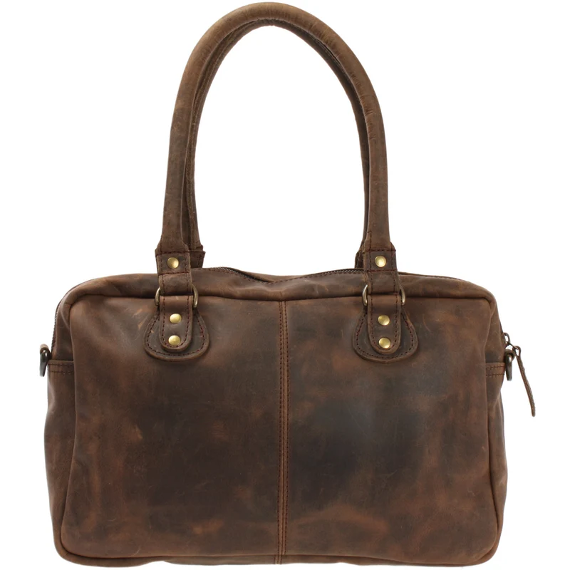 Schultertasche Handtasche Henkeltasche Damen Leder schlamm LE0046