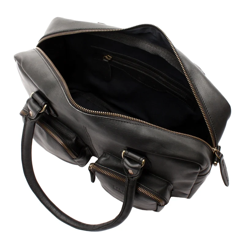 Schultertasche Handtasche Henkeltasche Damen Leder schwarz LE0046