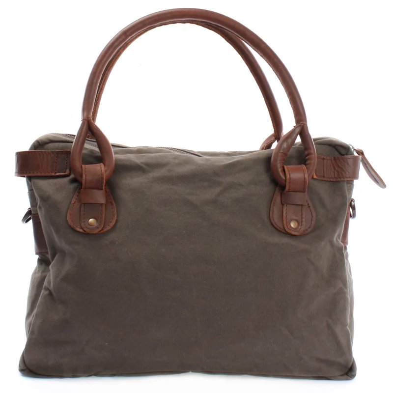 Schultertasche Henkeltasche Damentasche Handtasche Leder Canvas grau LE0050