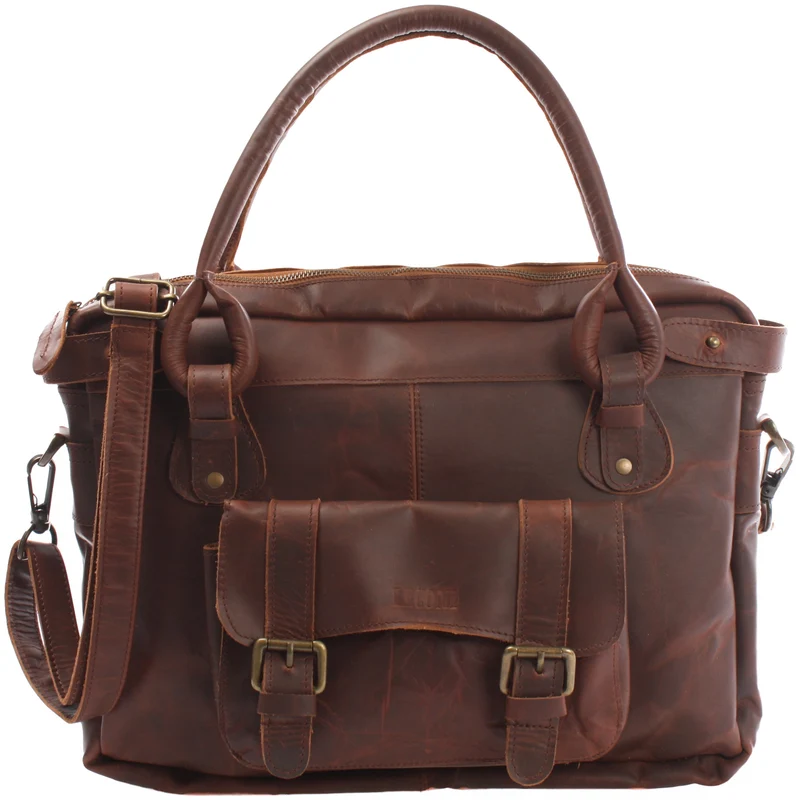 Schultertasche Henkeltasche Damentasche Handtasche Leder braun LE0050