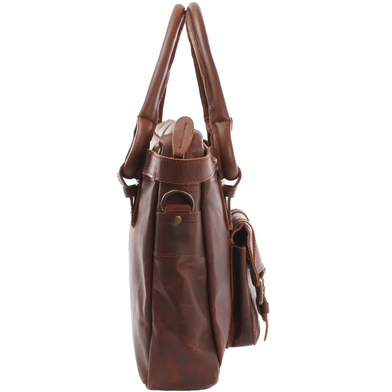 Schultertasche Henkeltasche Damentasche Handtasche Leder braun LE0050
