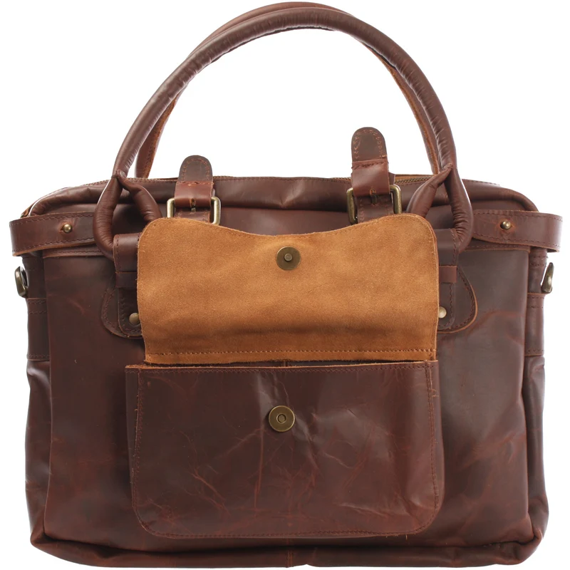 Schultertasche Henkeltasche Damentasche Handtasche Leder braun LE0050