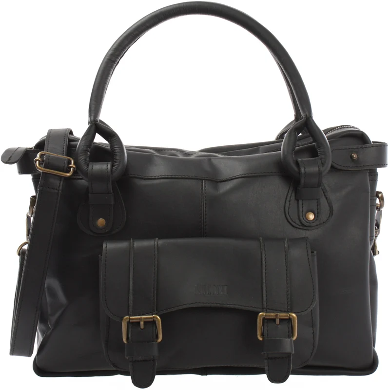 Schultertasche Henkeltasche Damentasche Handtasche Leder schwarz LE0050