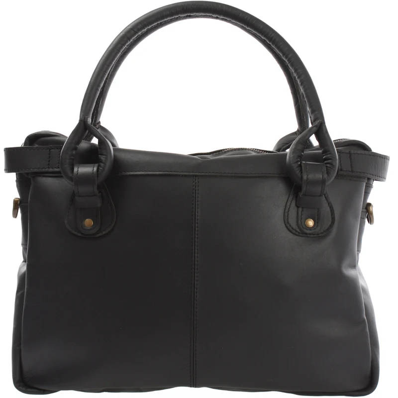 Schultertasche Henkeltasche Damentasche Handtasche Leder schwarz LE0050