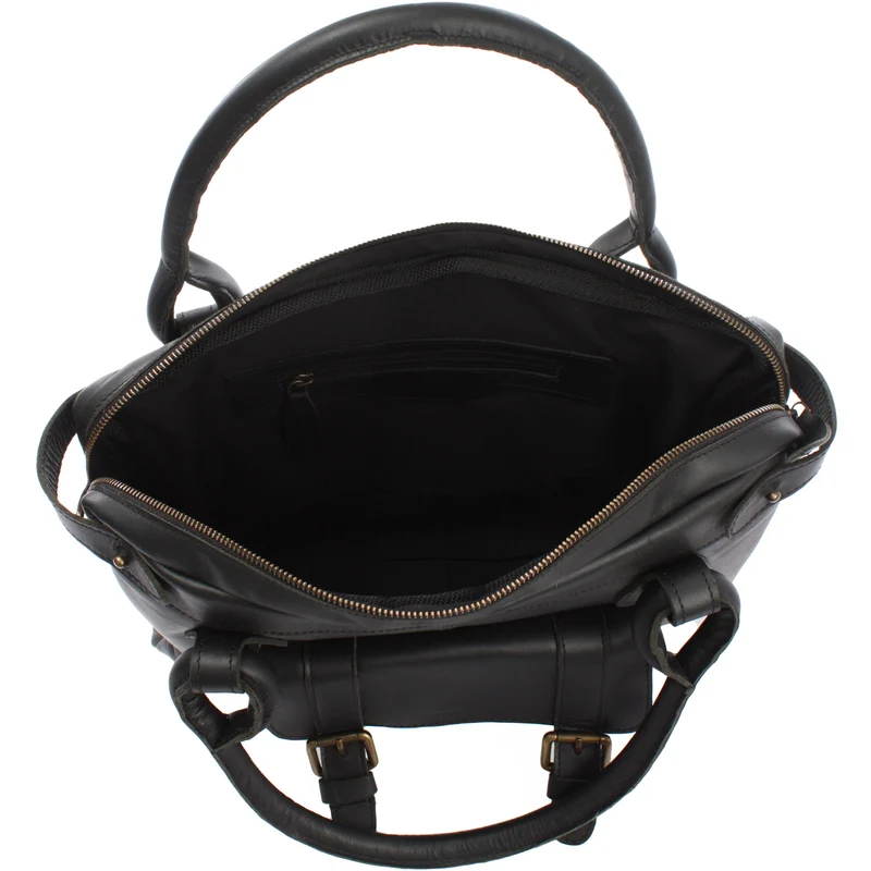 Schultertasche Henkeltasche Damentasche Handtasche Leder schwarz LE0050