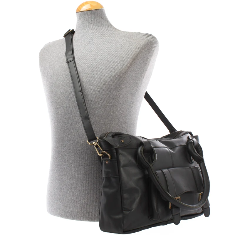 Schultertasche Henkeltasche Damentasche Handtasche Leder schwarz LE0050