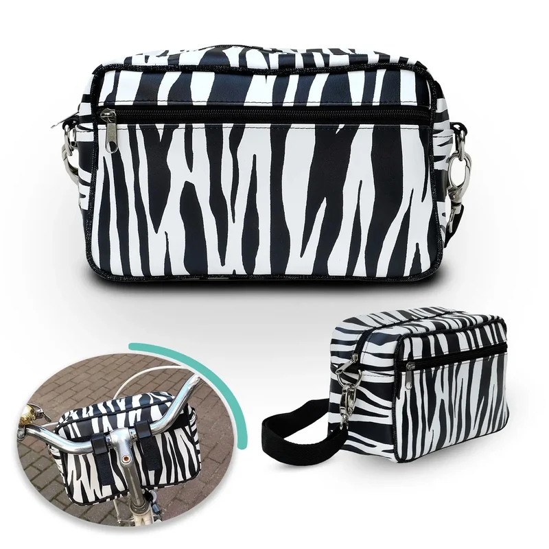 IKURI Lenkertasche Zebra – wasserdicht, Lenker & Schulter, handgefertigt