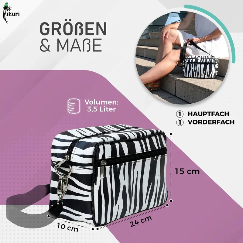 IKURI Lenkertasche Zebra – wasserdicht, Lenker & Schulter, handgefertigt