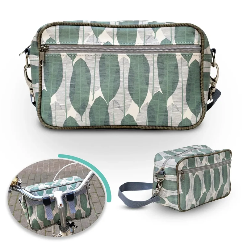 IKURI Lenkertasche Banana Leafs – wasserdicht, Lenker & Schulter, handgefertigt