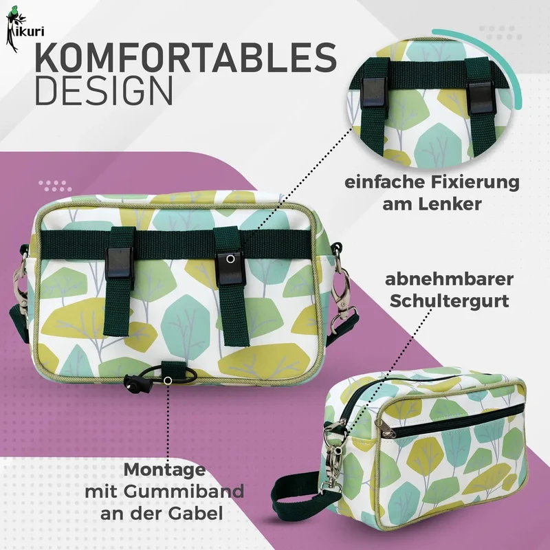 IKURI Lenkertasche Bosque – wasserdicht, Lenker & Schulter, handgefertigt