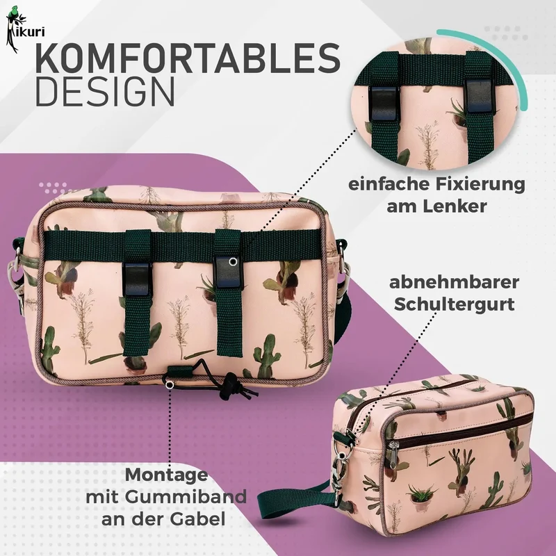 IKURI Lenkertasche Cactus – wasserdicht, Lenker & Schulter, handgefertigt