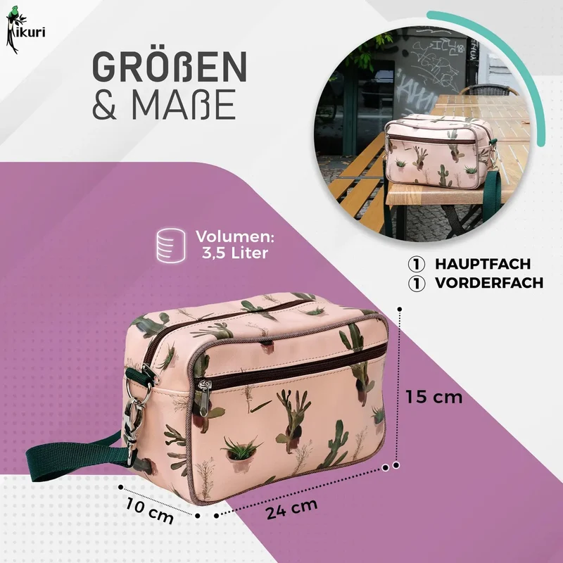 IKURI Lenkertasche Cactus – wasserdicht, Lenker & Schulter, handgefertigt