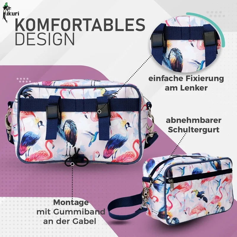 IKURI Lenkertasche Pajaros – wasserdicht, Lenker & Schulter, handgefertigt