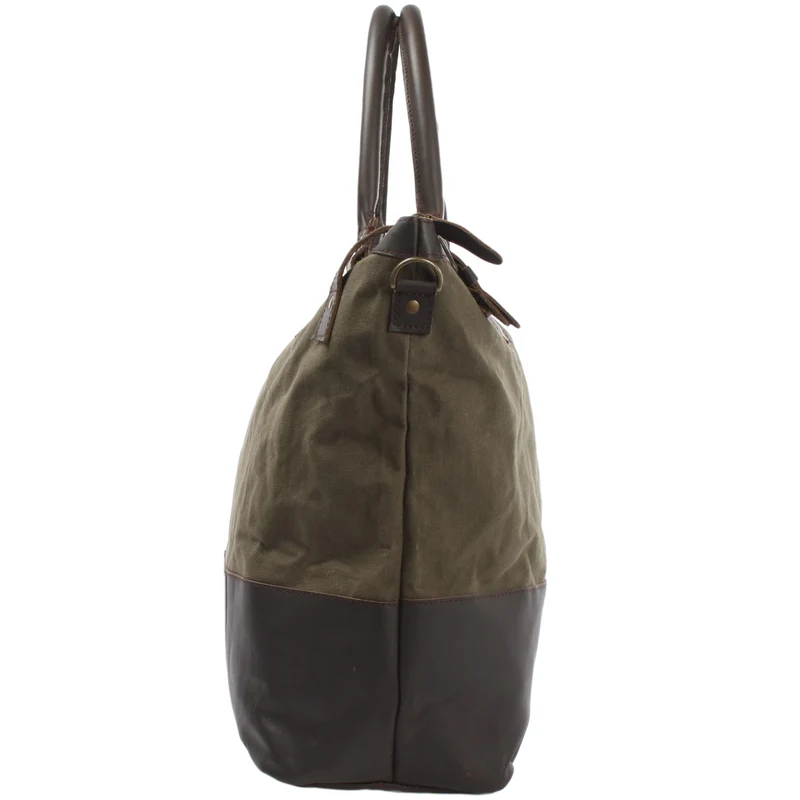XXL Shopper Schultertasche Beuteltasche Leder Canvas grün LE2005