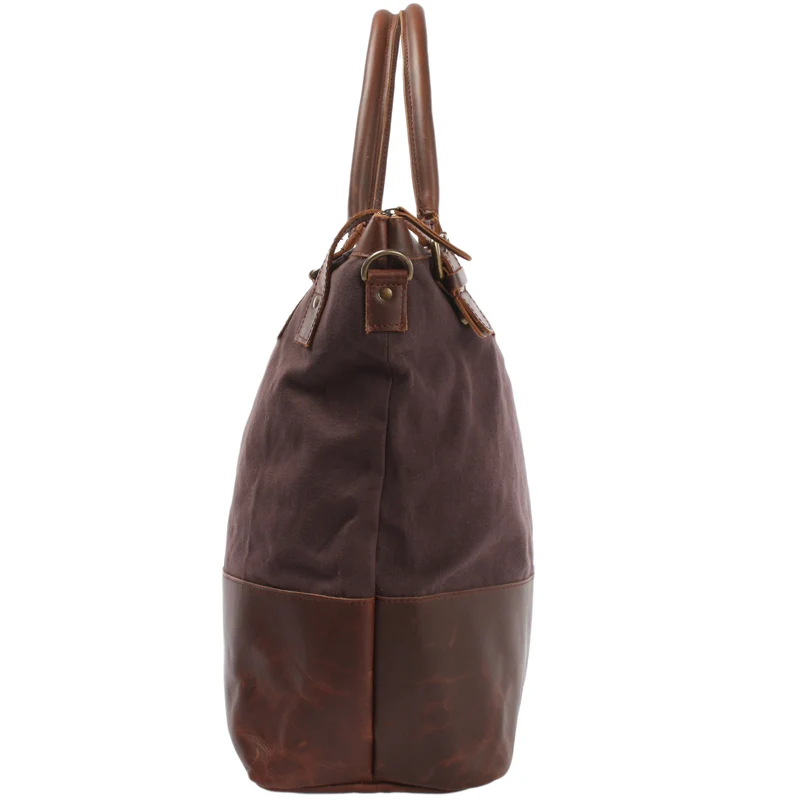 XXL Shopper Schultertasche Beuteltasche Leder Canvas mokka LE2005