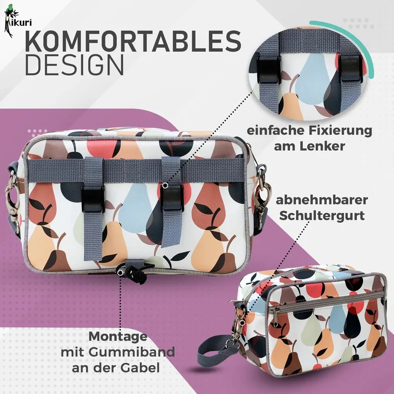 IKURI Lenkertasche Peras – wasserdicht, Lenker & Schulter, handgefertigt