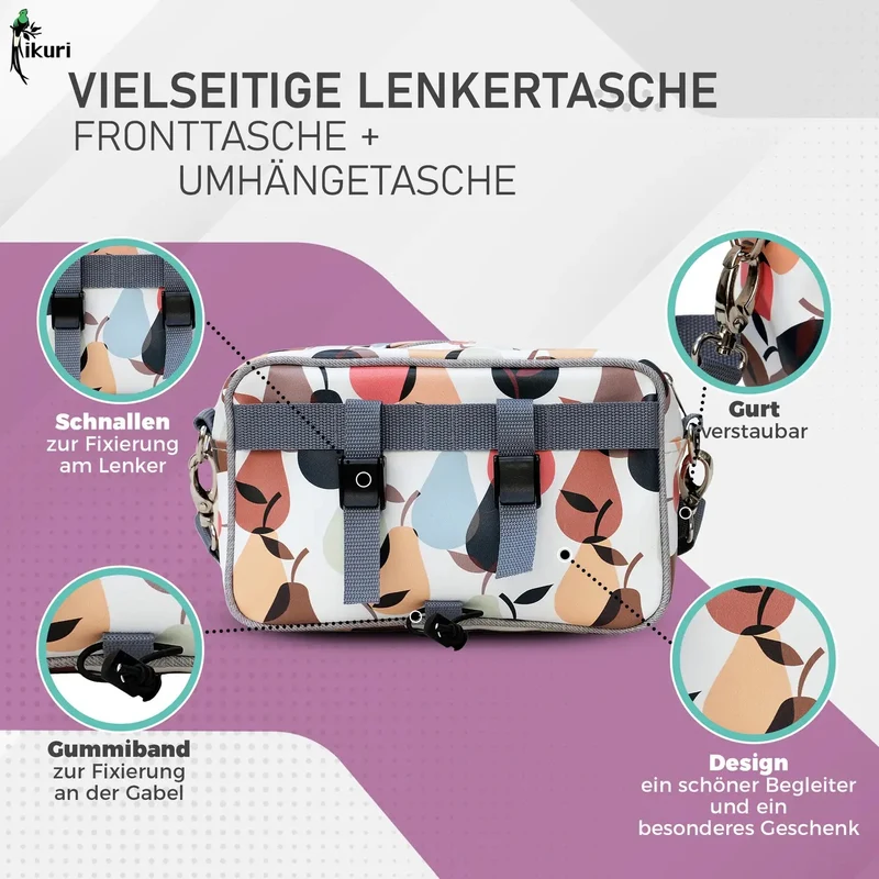 IKURI Lenkertasche Peras – wasserdicht, Lenker & Schulter, handgefertigt