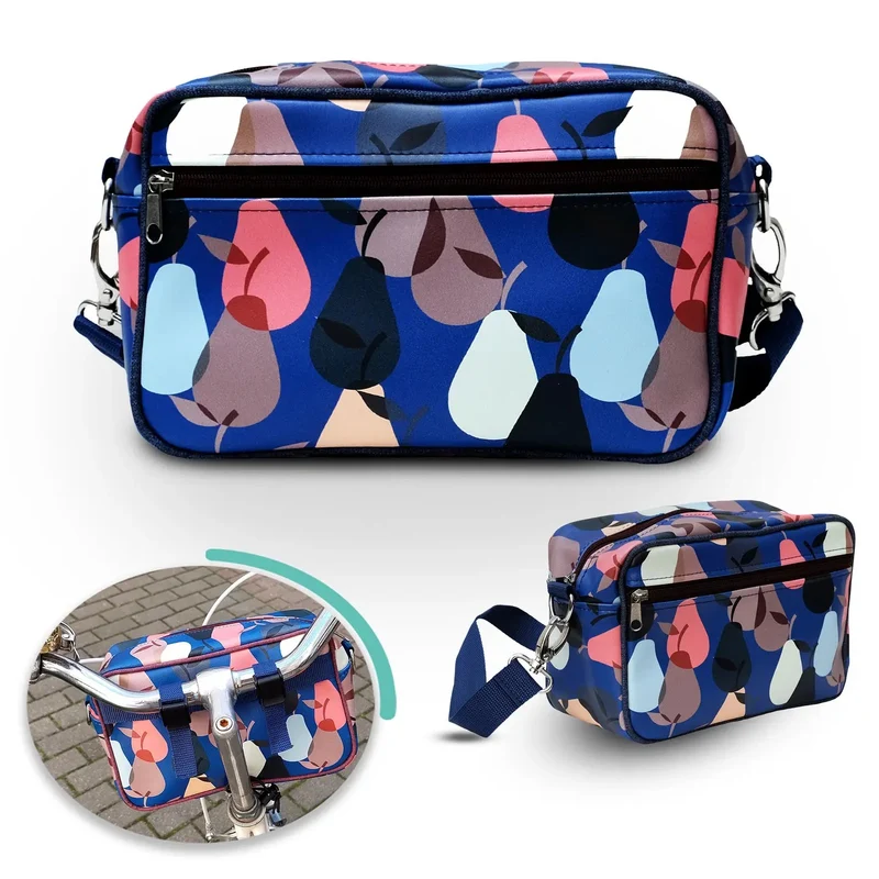IKURI Lenkertasche Peras Blau – wasserdicht, Lenker & Schulter, handgefertigt