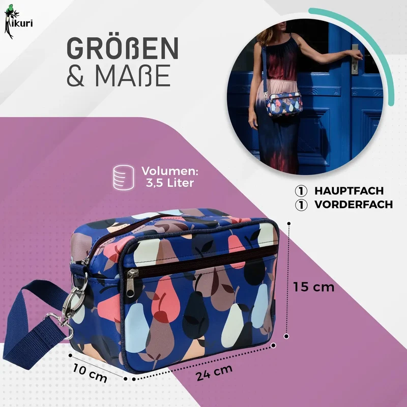 IKURI Lenkertasche Peras Blau – wasserdicht, Lenker & Schulter, handgefertigt