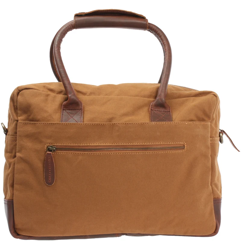 Handgepäck Arbeitstasche Damen Herren Leder Canvas cognac LE2007