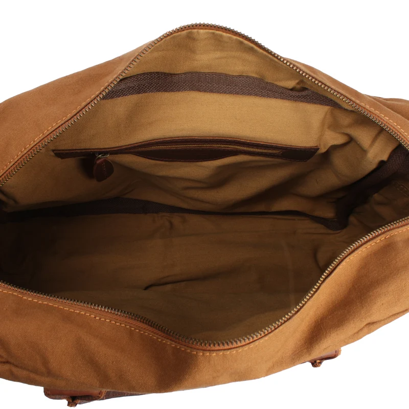 Handgepäck Arbeitstasche Damen Herren Leder Canvas cognac LE2007