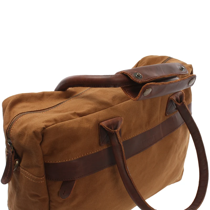 Handgepäck Arbeitstasche Damen Herren Leder Canvas cognac LE2007