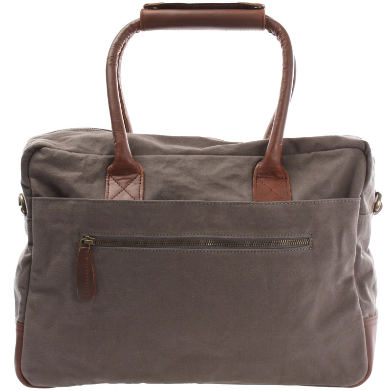 Handgepäck Arbeitstasche Damen Herren Leder Canvas grau LE2007