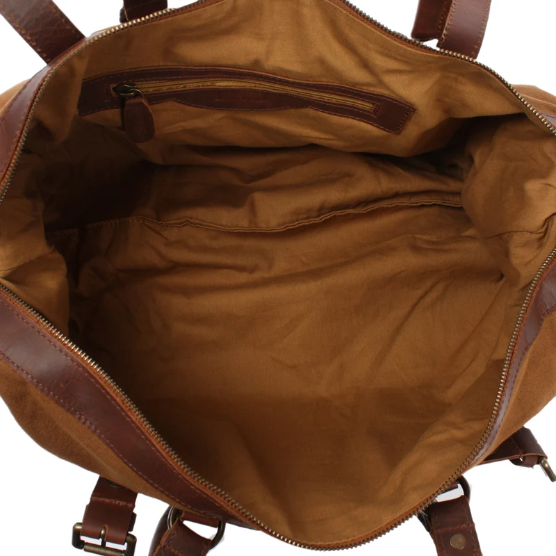 kleiner Weekender Handgepäck Damen Herren Leder Canvas cognac LE2008