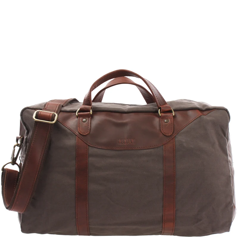 kleine Reisetasche Handgepäck Canvas Leder 45cm grau LE2009