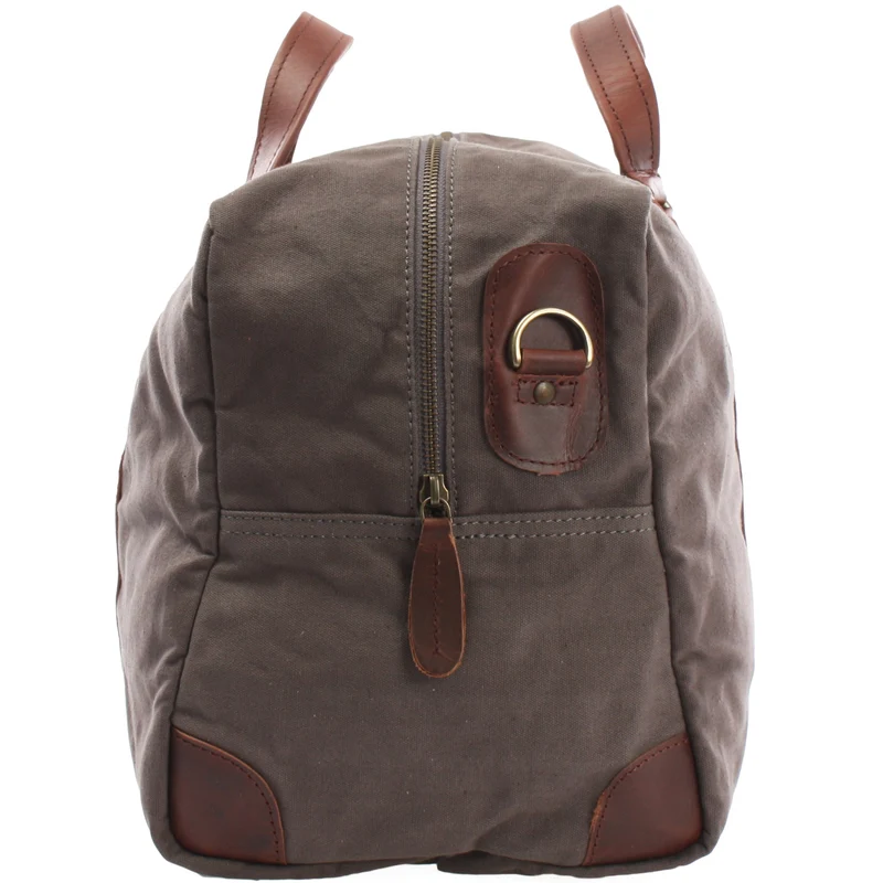 kleine Reisetasche Handgepäck Canvas Leder 45cm grau LE2009