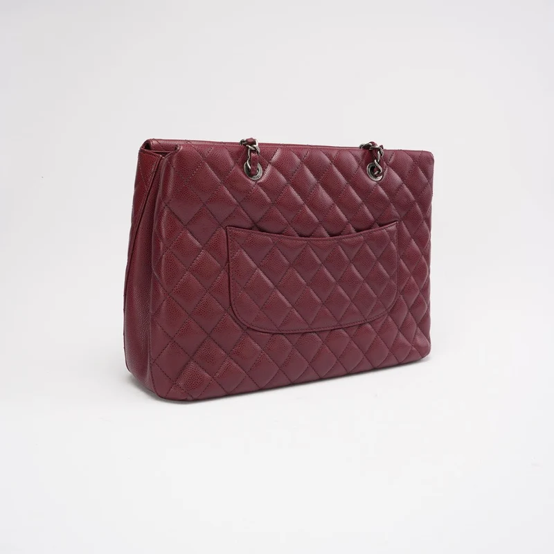 Chanel City-Shopping-Tasche aus burgunderrotem Kaviarleder, Modell 2016