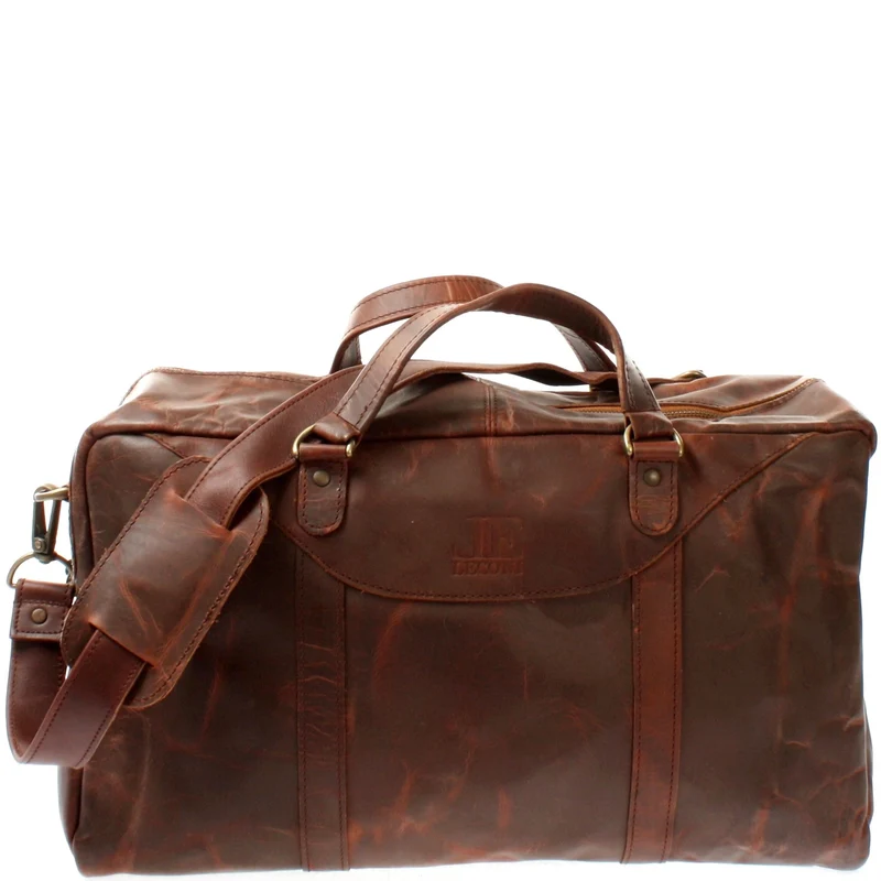 kleine Reisetasche Weekender Handgepäck Leder 45cm braun LE2009