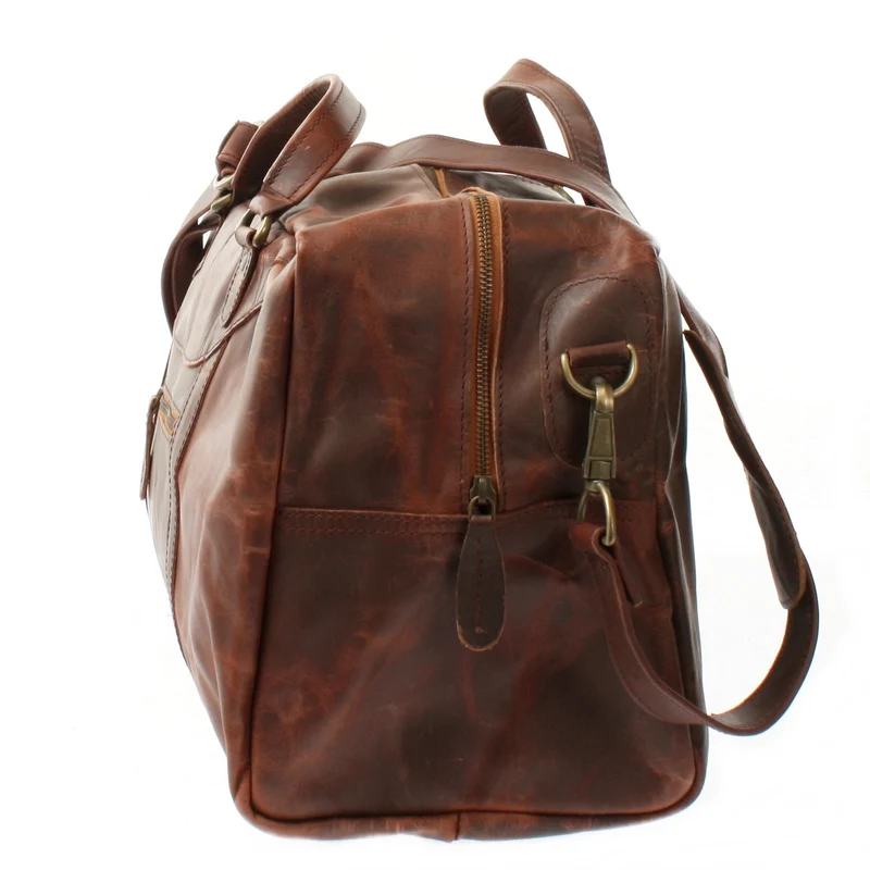 kleine Reisetasche Weekender Handgepäck Leder 45cm braun LE2009