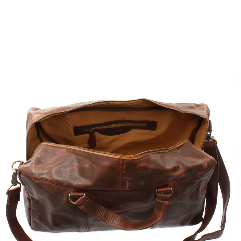 kleine Reisetasche Weekender Handgepäck Leder 45cm braun LE2009