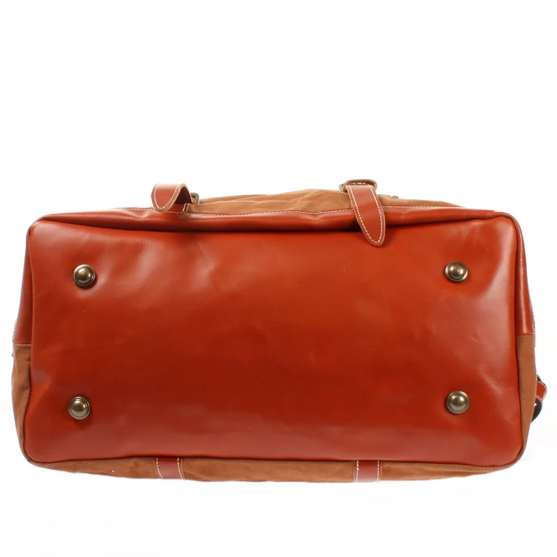 Reisetasche Weekender Handgepäck Leder Canvas cognac LE2010