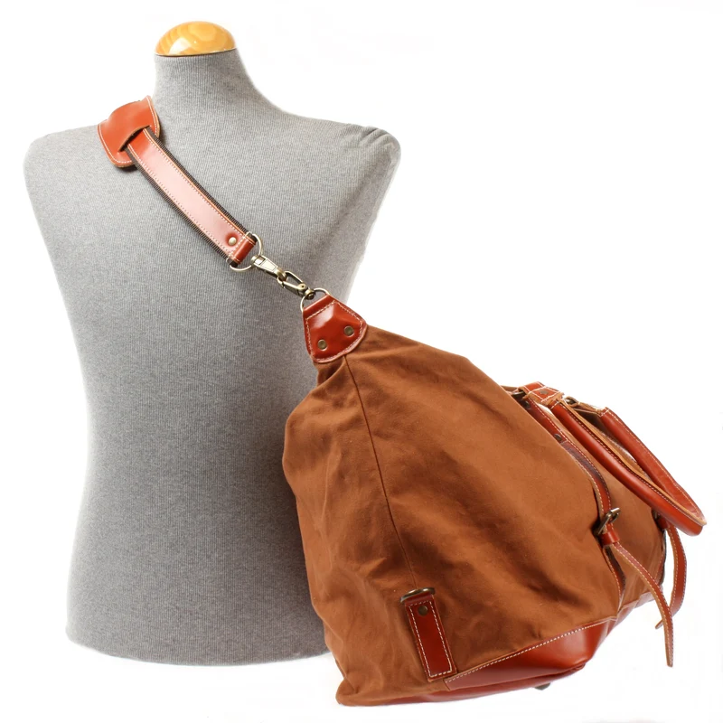 Reisetasche Weekender Handgepäck Leder Canvas cognac LE2010