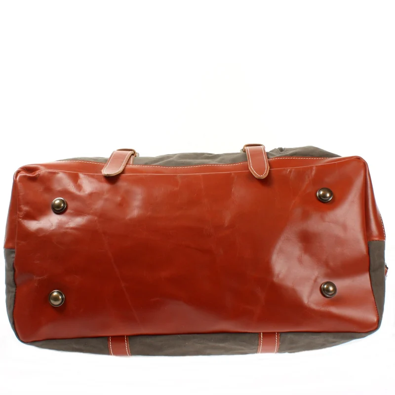 Reisetasche Weekender Handgepäck Leder Canvas grau LE2010