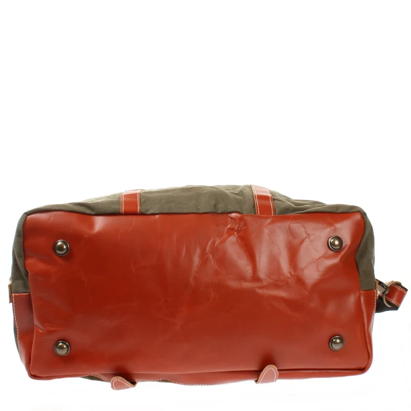Reisetasche Weekender Handgepäck Leder Canvas grün LE2010