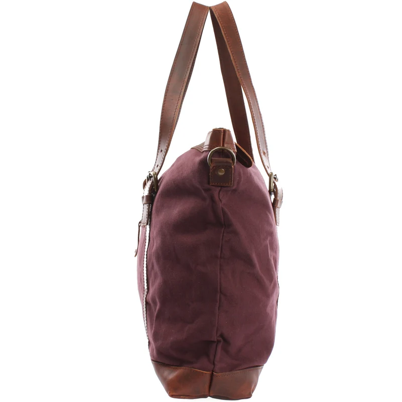 Weekender Reisetasche Shopper Damen Herren Leder Canvas bordeaux LE2013